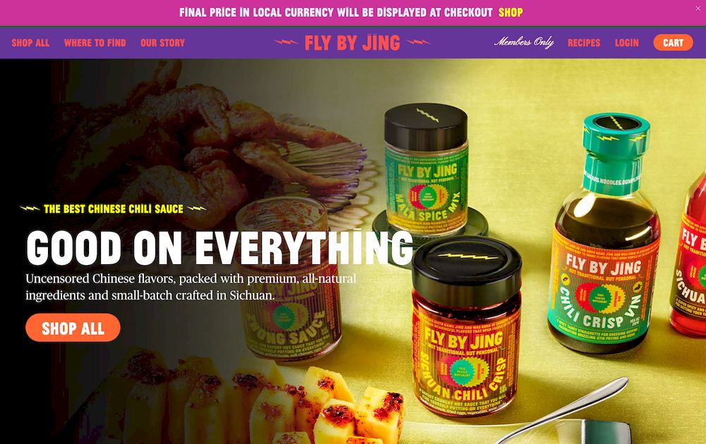 shopify store Fly by Jing