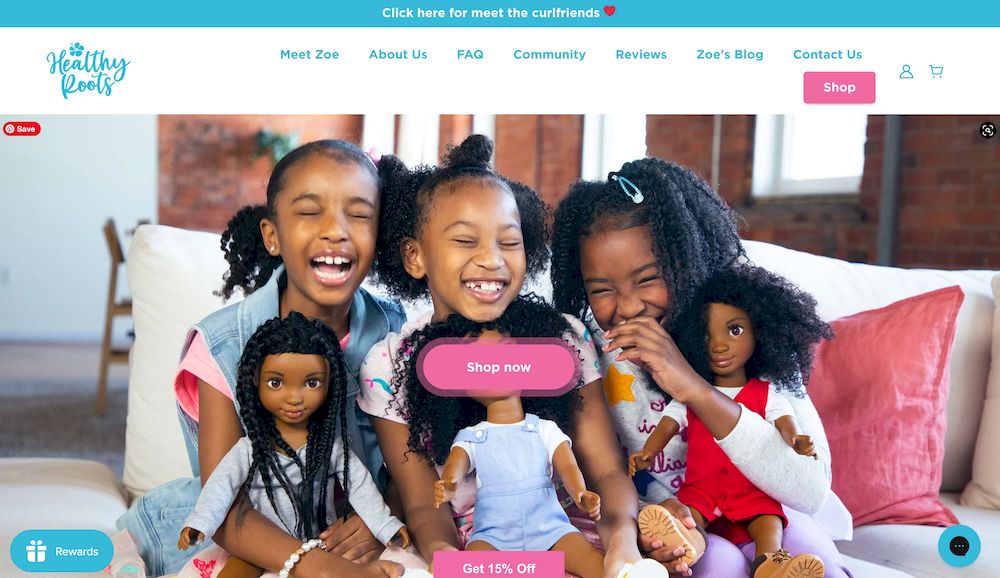 shopify store Healthy Roots Dolls