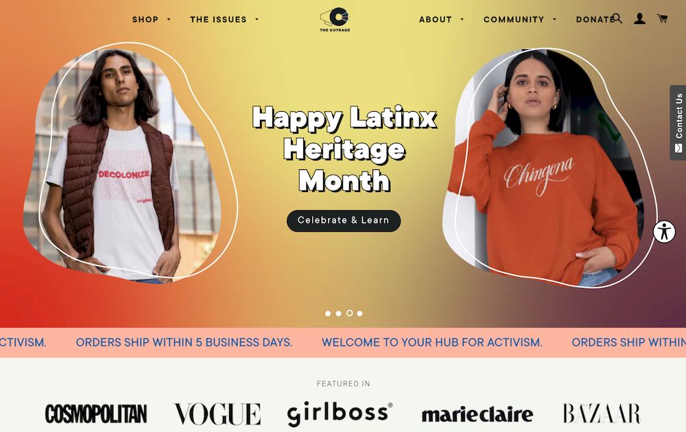 shopify store The Outrage