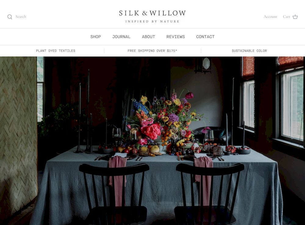 shopify store Silk and Willow