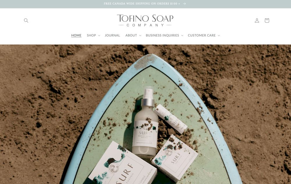 shopify store Tofino Soap Company