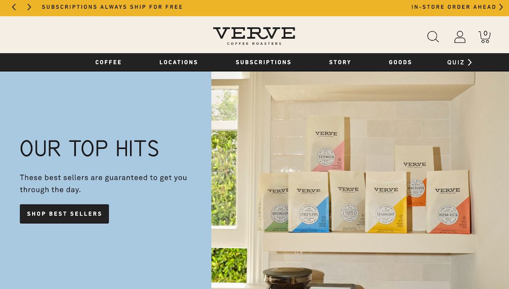 shopify store Verve Coffee Roasters